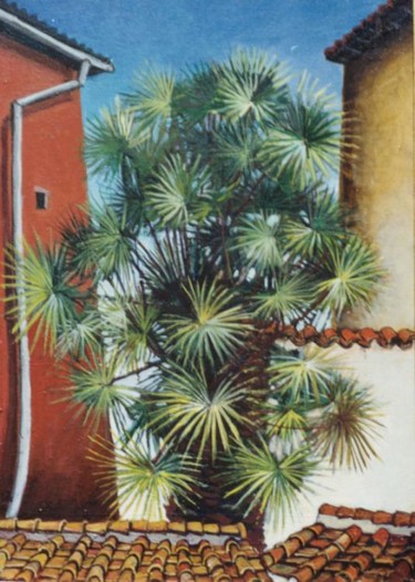 Painting titled "Le palmier" by Virgilio Jatosti, Original Artwork