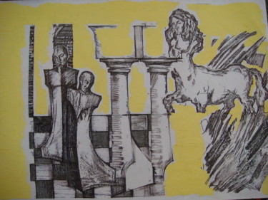 Картина под названием "Centaur" - Virgiliu Filipov, Подлинное произведение искусства, Акварель