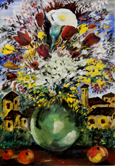 Pittura intitolato "fiori-con-calla.jpg" da Virginia Iarocci, Opera d'arte originale