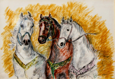 Pittura intitolato "cavalli.jpg" da Virginia Iarocci, Opera d'arte originale