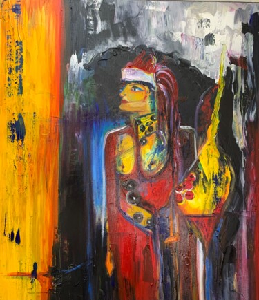Painting titled "The Queen" by Virginia Viera, Original Artwork, Oil Mounted on Wood Stretcher frame