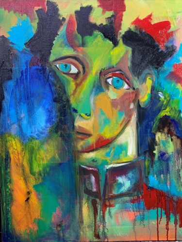 Painting titled "Julian" by Virginia Viera, Original Artwork, Oil Mounted on Wood Stretcher frame