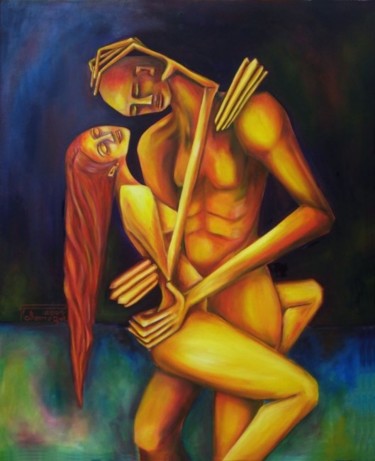 Pintura titulada "Los Amantes" por Virginia Palomeque, Obra de arte original, Oleo