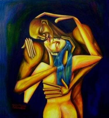 Pintura titulada "Los Amantes Nº2" por Virginia Palomeque, Obra de arte original, Oleo