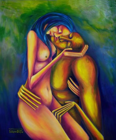 Pintura titulada "Los Amantes Nº4" por Virginia Palomeque, Obra de arte original, Oleo