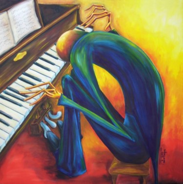 Pintura titulada "El Pianista" por Virginia Palomeque, Obra de arte original, Oleo
