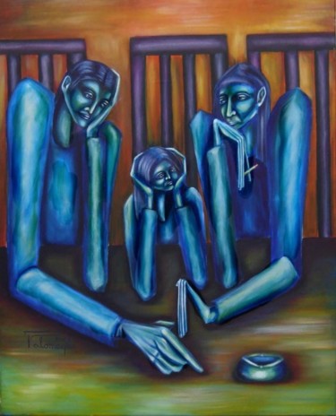 Pintura titulada "Espera en Azul" por Virginia Palomeque, Obra de arte original, Oleo
