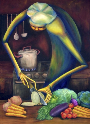 Pintura titulada "Bon Appétit!" por Virginia Palomeque, Obra de arte original, Oleo