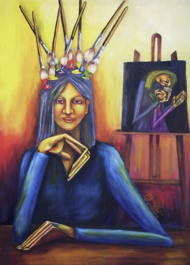 Pintura titulada ""Pensando en el Art…" por Virginia Palomeque, Obra de arte original, Oleo