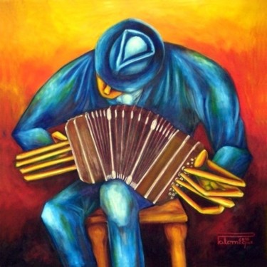 Pintura titulada "El Bandoneonista" por Virginia Palomeque, Obra de arte original, Oleo
