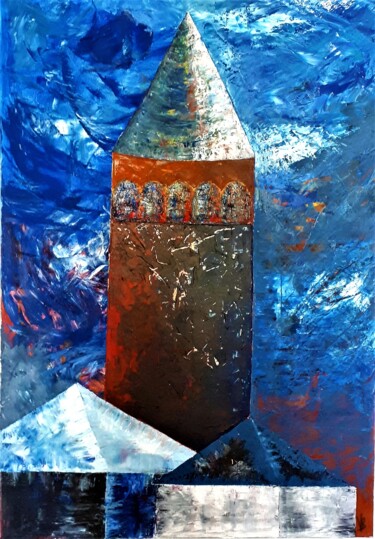 Painting titled "GALATA" by Virginie B, Original Artwork, Acrylic Mounted on Wood Stretcher frame