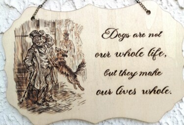 Εκτυπώσεις & Χαρακτικά με τίτλο "Dogs" από Virginie Bocquet, Αυθεντικά έργα τέχνης, Χαρακτική Τοποθετήθηκε στο Ξύλινο πάνελ