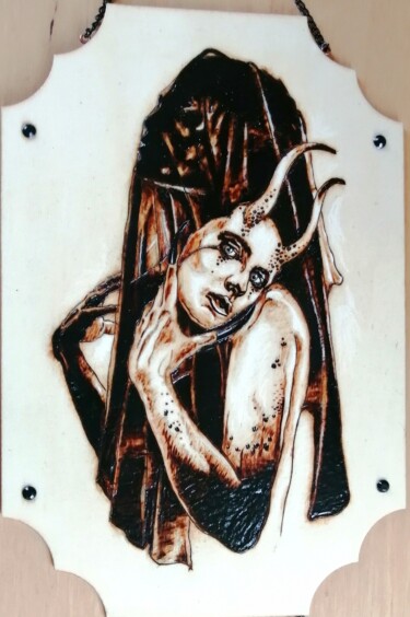 Printmaking titled "Schizophrenia" by Virginie Bocquet, Original Artwork, Engraving Mounted on Wood Panel