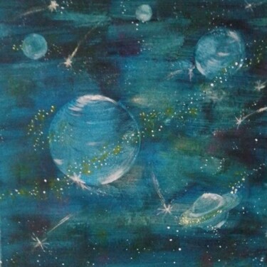 Painting titled "interstellar" by Virginie Chatelain, Original Artwork, Acrylic