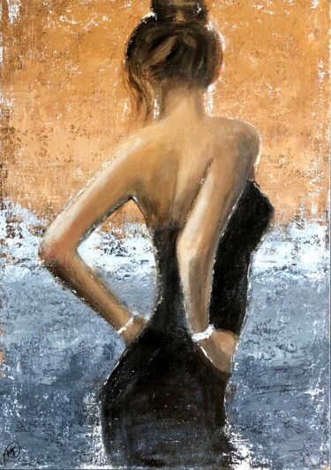 Painting titled "Scarlett" by Virginie Clement, Original Artwork, Acrylic Mounted on Wood Stretcher frame