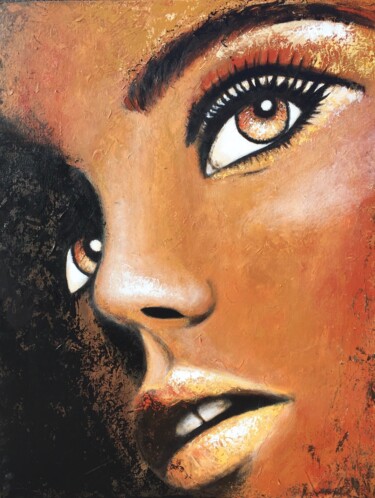 Peinture intitulée "Face in shadow" par Virginie Clement, Œuvre d'art originale, Acrylique Monté sur Châssis en bois