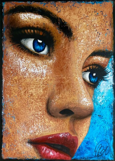 Painting titled "Julia" by Virginie Clement, Original Artwork, Acrylic Mounted on Wood Stretcher frame