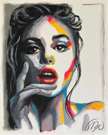 Painting titled "Lola" by Virginie Clement, Original Artwork, Acrylic Mounted on Wood Stretcher frame