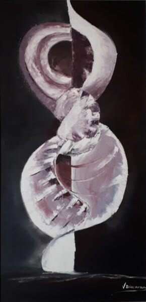 Peinture intitulée "La Dualité de l'âme" par Virginie Daine, Œuvre d'art originale, Huile Monté sur Châssis en bois
