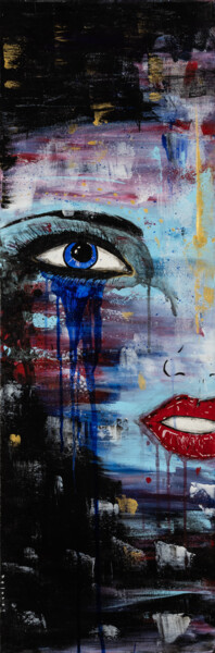 Painting titled "Blue Woman" by Virginie Deluzet, Original Artwork, Acrylic