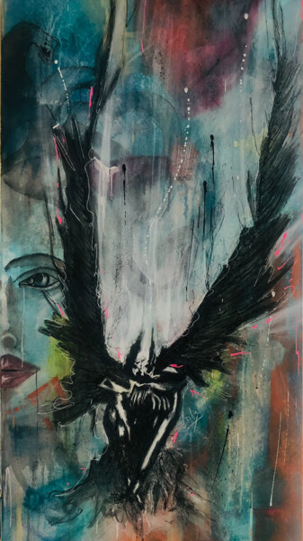 Malerei mit dem Titel "Lucifer et Méduse" von Virginie Deluzet, Original-Kunstwerk, Acryl