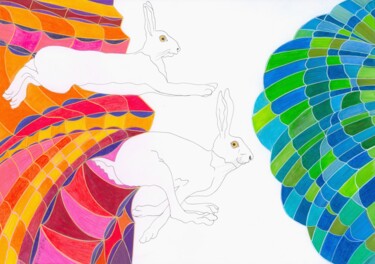 Dessin intitulée "Le saut dans le vide" par Virginie Dorseuil, Œuvre d'art originale, Crayon