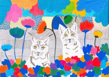 Dessin intitulée "Vieux couple" par Virginie Dorseuil, Œuvre d'art originale, Crayon