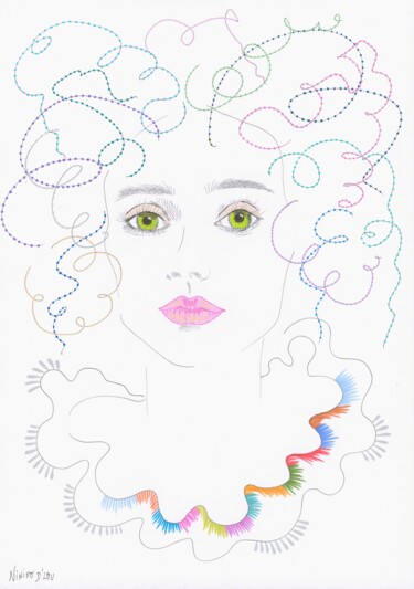 Drawing titled "Mademoiselle B" by Virginie Dorseuil, Original Artwork, Marker
