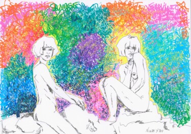 Drawing titled "wild sisters" by Virginie Dorseuil, Original Artwork, Marker