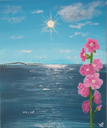 Painting titled "pont de l'ile de Ré" by Virginie Esperou, Original Artwork, Acrylic