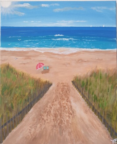 Peinture intitulée "plage de vendée" par Virginie Esperou, Œuvre d'art originale, Acrylique