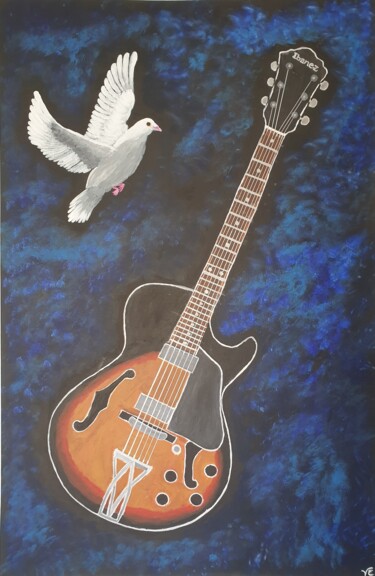 Pittura intitolato "guitare céleste" da Virginie Esperou, Opera d'arte originale, Acrilico