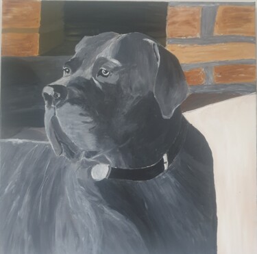 Painting titled "le chien" by Virginie Esperou, Original Artwork, Acrylic