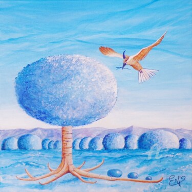 Peinture intitulée "Le paradis bleu" par Virginie Etignard, Œuvre d'art originale, Acrylique