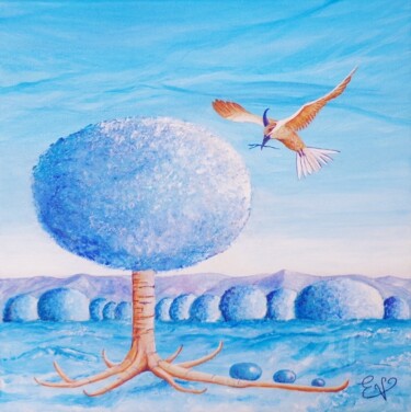 Painting titled "Le paradis bleu" by Virginie Etignard, Original Artwork, Acrylic