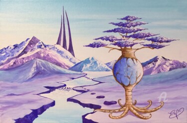 Peinture intitulée "Le paradis bleu 2" par Virginie Etignard, Œuvre d'art originale, Acrylique Monté sur Châssis en bois