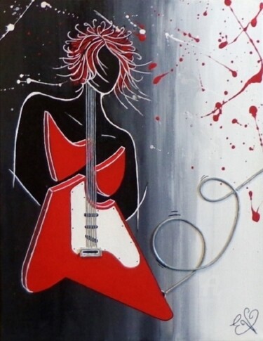 Peinture intitulée "Miss Rock'n Roll" par Virginie Etignard, Œuvre d'art originale, Acrylique