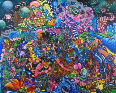 Malarstwo zatytułowany „Transcendance hypna…” autorstwa Virginie Fongaro, Oryginalna praca, Akryl Zamontowany na Drewniana r…