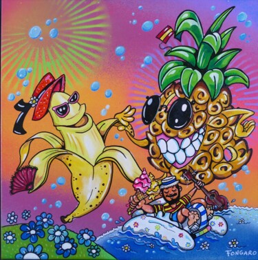 Pintura intitulada "Oh la la ! Banana a…" por Virginie Fongaro, Obras de arte originais, Acrílico Montado em Armação em made…