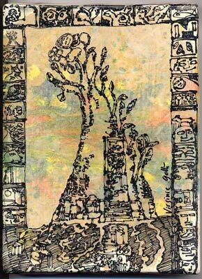 Peinture intitulée "Baobab encre 1 2006" par Virginie Gallé, Œuvre d'art originale, Huile