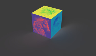 Arts numériques intitulée "Cube 3D" par Virginie Gérôme, Œuvre d'art originale, Travail numérique 2D