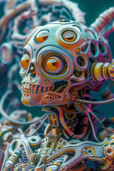 Arts numériques intitulée "Cyborg 3D souriant-1" par Virginie Gérôme, Œuvre d'art originale, Travail numérique 2D