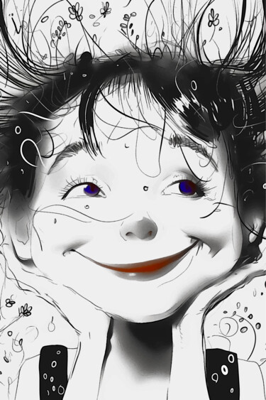 Arts numériques intitulée "Enfance souriante-2" par Virginie Gérôme, Œuvre d'art originale, Travail numérique 2D