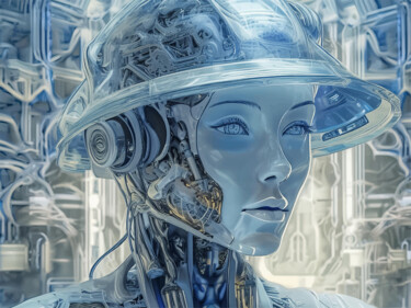 Digitale Kunst mit dem Titel "Chapeau cyborg 3d" von Virginie Gérôme, Original-Kunstwerk, 2D digitale Arbeit