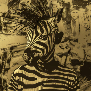 Arte digitale intitolato "Punk zèbre" da Virginie Gérôme, Opera d'arte originale, Lavoro digitale 2D