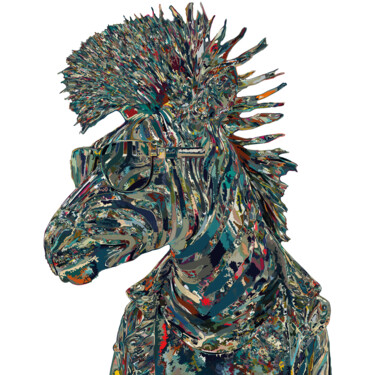 Arts numériques intitulée "Zèbre Punk-2" par Virginie Gérôme, Œuvre d'art originale, Travail numérique 2D