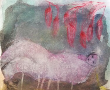 Peinture intitulée "Endormie" par Virginie Hils, Œuvre d'art originale, Acrylique