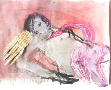 Malerei mit dem Titel "Leda endormie" von Virginie Hils, Original-Kunstwerk, Acryl