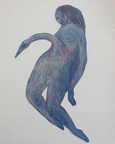 Ζωγραφική με τίτλο "Femme au cygne" από Virginie Hils, Αυθεντικά έργα τέχνης, Ακρυλικό