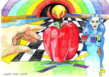 Dibujo titulada "poivron.jpg" por Esterelle Lacrimosa, Obra de arte original, Conté